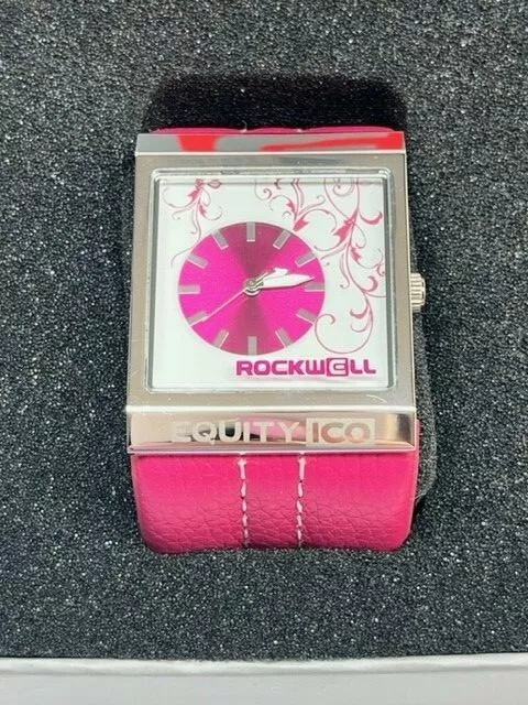 Ladies ROCKWELL Mercedes Black/Pink Tone Quartz Watch New Battery