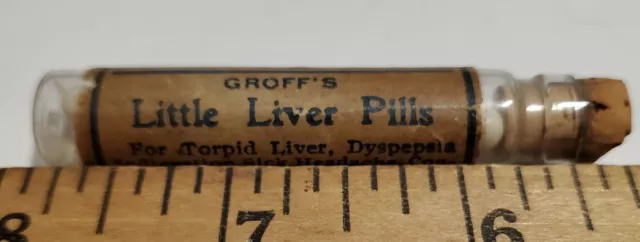 Antique Groff's Pharmacy Little Liver Pills Vial, made for Groff's  Columbus, OH