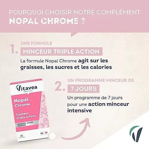 Vitavea - Nopal, Chrome - Complément Alimentaire Capteur de Graisses, Sucres, Ca 3