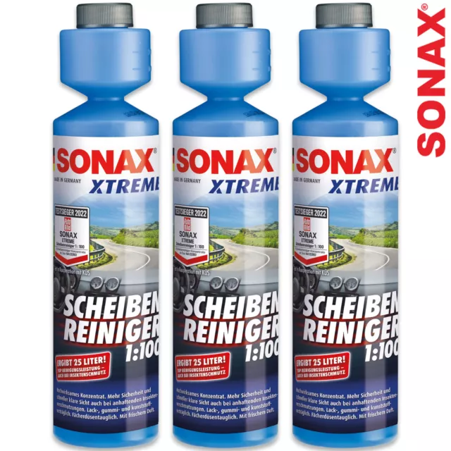 3x SONAX XTREME ScheibenReiniger Scheiben Klar 1:100 NanoPro Konzentrat 250ml