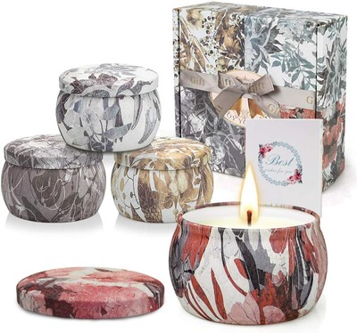 Rosmarino e Vaniglia Francese per Purificare Laria e Rilassare Il Corpo Set Regalo da 4 Pezzi YMing Candele profumate Lavanda Fresia 