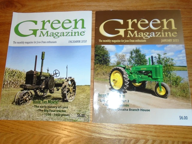 Lot of 2 Green Magazine John Deere Lanz Tractor 1350 1450 Plow Dec 2020 Jan 2021