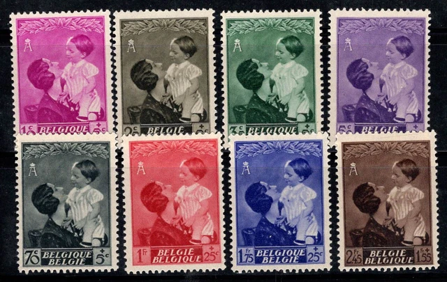 Belgique 1937 Mi. 443-450 Neuf * MH 80% Reine Astrid