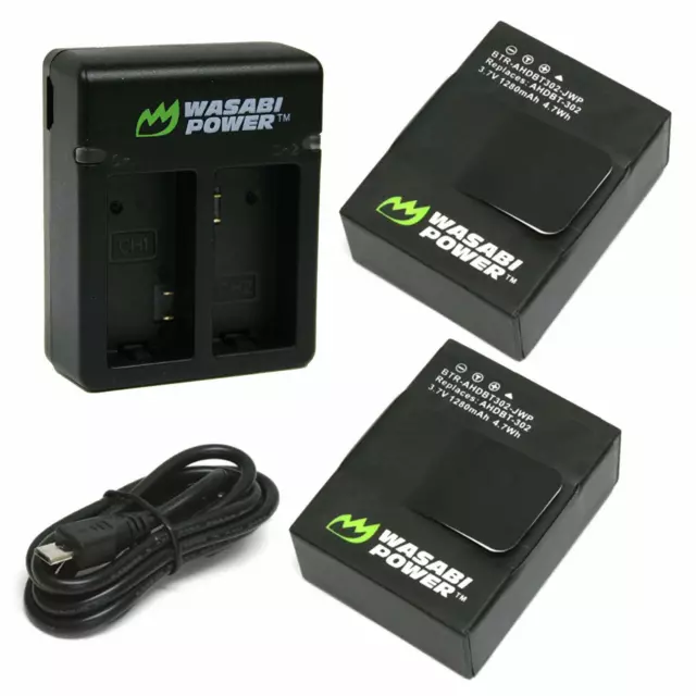Wasabi Power Battery (2-Pack) and Dual USB Charger for GoPro Hero3, Hero3+
