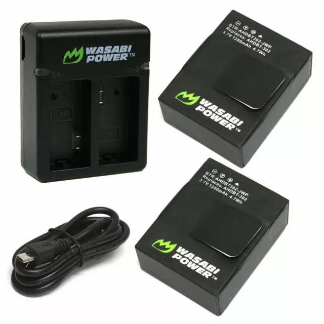 Wasabi Power Battery x 2 and Dual USB Charger for GoPro Hero3, Hero3+