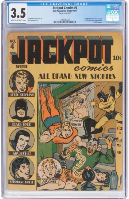 Jackpot Comics #4 CGC 3.5 MLJ Magazine 1941 1st Archie Cover! Key Golden! H8 cm