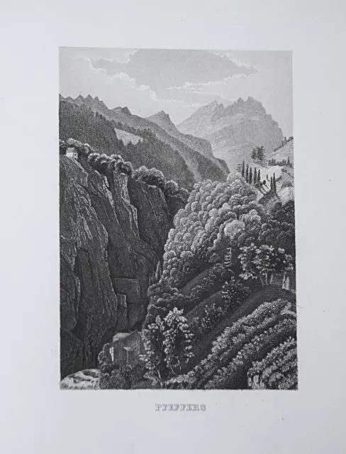 1840 Pfäfers St. Gallen Schweiz Switzerland Suisse Ansicht view Stahlstich