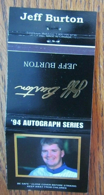 Nascar Racing Car Driver Jeff Burton Matchbook Cover Empty 1994 Matchcover -D4