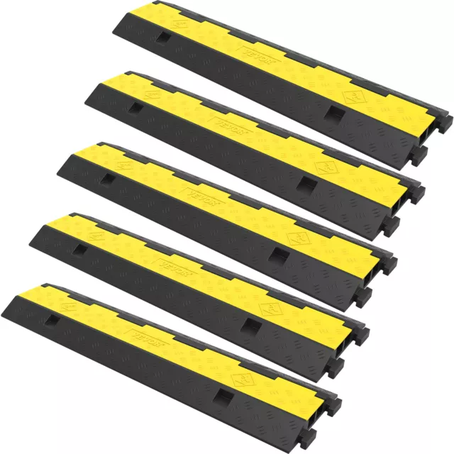 VEVOR Cable Protector Ramp 5pcs 2 Channel Floor Tray Guard Electrical Wire Cover