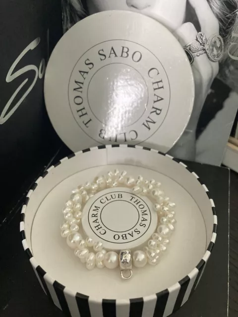 Genuine Thomas Sabo Pearl Cluster Charm Bracelet Size Large RRP £44 With Box