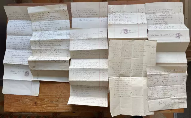 Collection of Paper Manuscript Bills from a Mr. Sleeman of Sellick Farm, Clawton