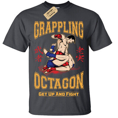 Grappling Octagon T-shirt Da Uomo MMA Arti Marziali Boxe Cage Combattimento MUAY THAI