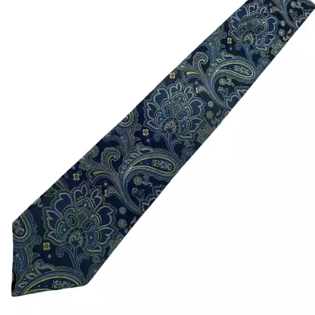 IKE Behar New York Classic Necktie Blue Paisley Business Casual Silk Mens Tie