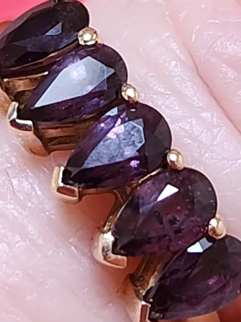 9 Ct Gold Hallmarked With Rare Colour Change Sapphires- Ring Size L & 1/2