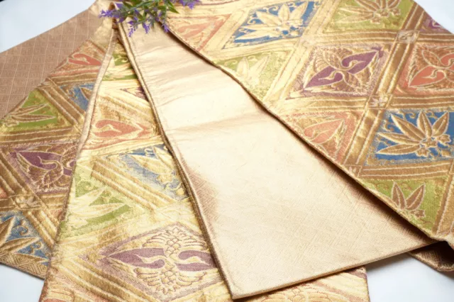 Dear Vanilla Japanese Silk Fukuro Obi Sash Belt Women's Kimono Genuine Vintage