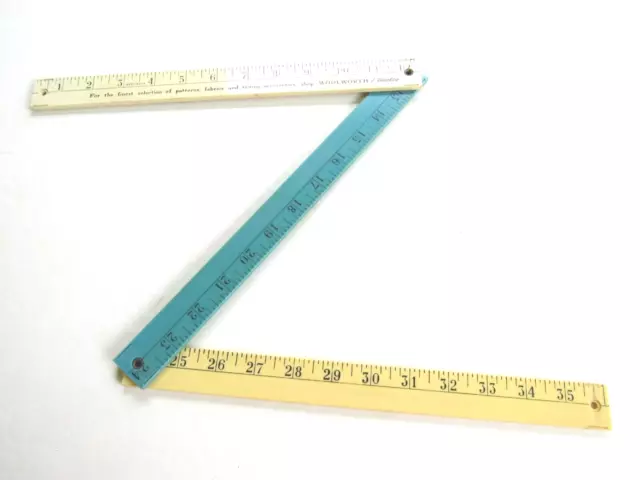 WOOLWORTH / WOOLCO Folding Plastic Yardstick, Made in U.S.A. Used.