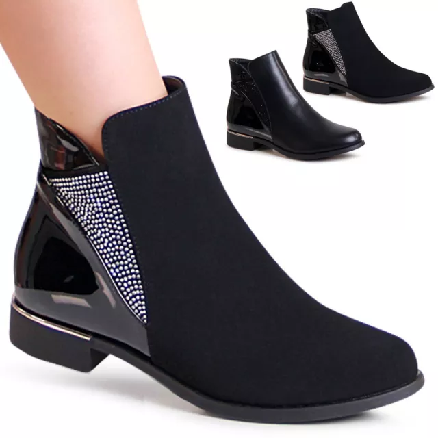 Chaussures Femme Bottines Basses Paillettes Velours Ankle Boots