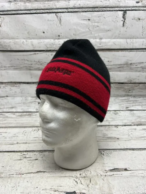 Captain Morgan Rum Black Red Knit Embroidered Spell Out Winter Beanie Hat Cap