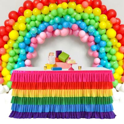 Blu Caraibi-Tavolo in Plastica Gonna Frange Partito Decorazione Stoviglie 