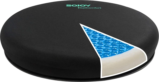 Sojoy iGelComfort Deluxe Gel Swivel Seat Cushion Featured with Memory Foam M/L