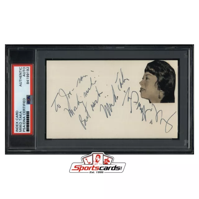 Miiko Taka Signed 3x5 Card PSA/DNA Actress - Sayonara, Wild Wild West AUTO