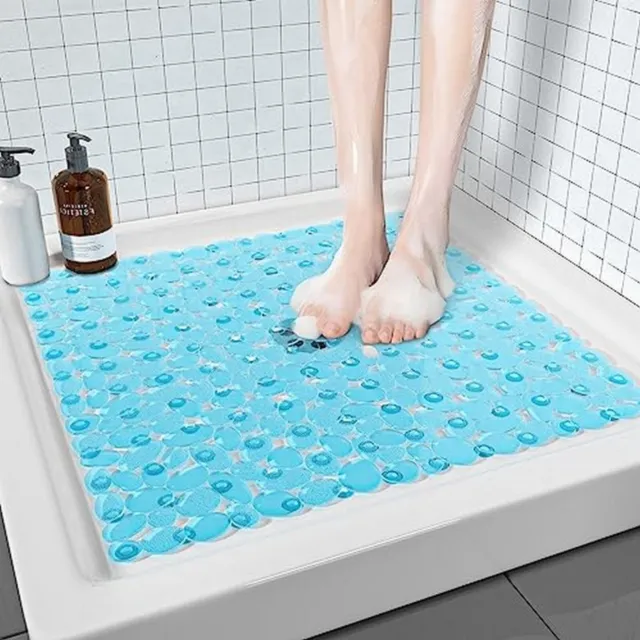 Non-Slip Kids Bathtub Mat 53 x 53cm, Non-Slip Tub Mat with Suction Cups,  Machine Washable Non-Slip Shower Mat, Non-Slip Bathtub Mat (Dolphin)