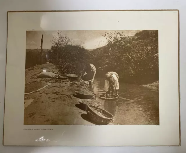 Edward Curtis WASHING WHEAT  Photogravure produced by Beaux Arts Sepia Toned