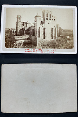 France, Carcassonne, Basilique Saint-Nazaire-et-Saint-Celse, Beffroi Vintage cdv