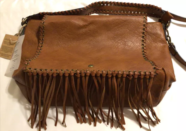 Convertible Crossbody Backpack Purse Brown Soft Vegan Leather Shoulder Bag NWT