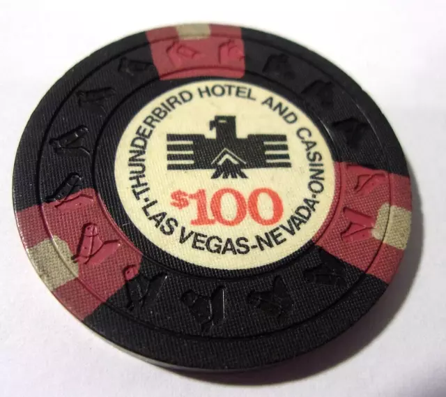 THUNDERBIRD HOTEL CASINO $100 hotel casino gaming poker chip - Las Vegas, NV
