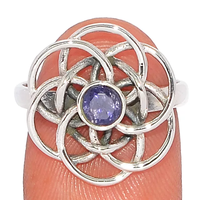 Mandala - Natural Iolite - India 925 Sterling Silver Ring XGB s.8 BR190279