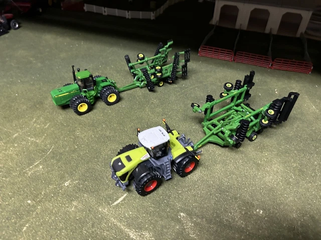 1/64 Ertl John Deere 8960 4WD Tractor & Claas 500 Tractor & 2 John Deere Disks