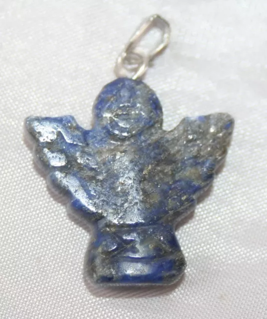 Blue Lapis Lazuli Crystal Gemstone Angel Pendant Reiki Blessed Silver Plated New