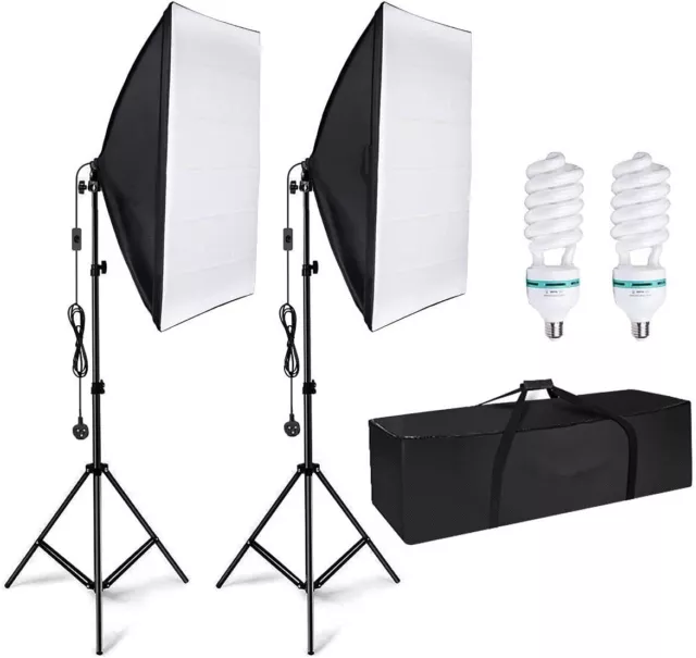 2x135W Softbox Continuous Lighting Kit Photo Studio Video Light with Light Stand