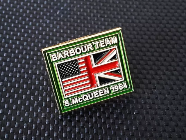 A Genuine Hard Enamel Barbour Steve Mcqueen 1964 Pin Badge / Free Postage