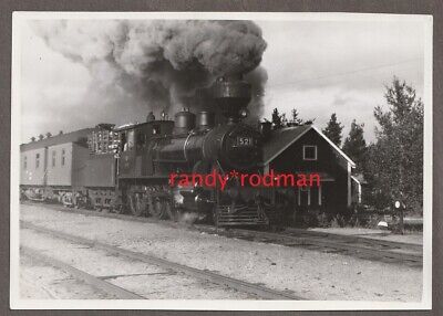 Vintage Lot of 2 STEAM LOCOMOTIVE PHOTOS~#521 Train at Small-Town Station/WI?~#9
