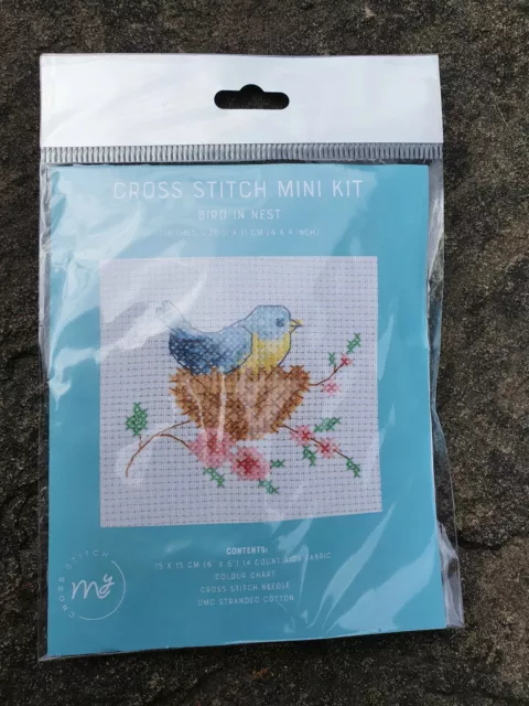 DMC Kreuzstich Mini Kit VOGEL IN EINEM NEST Nadelspitze - schönes Geschenk MCS03