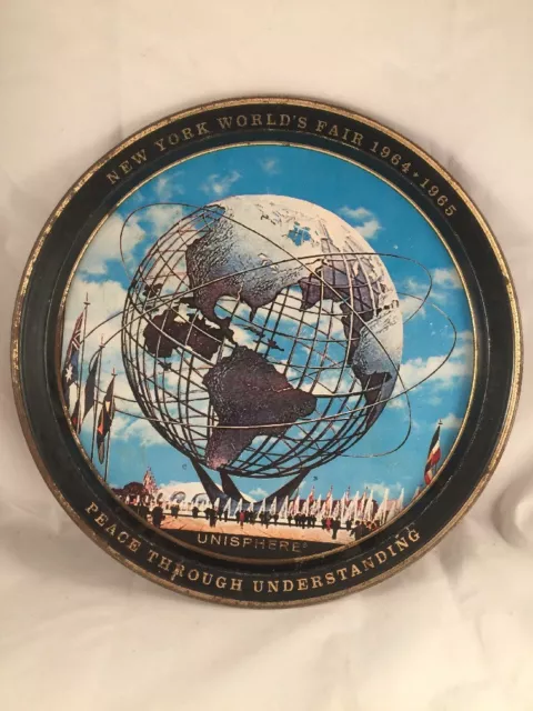 New York World's Fair 1964 1965 Metal Tray Unisphere Peace Through Understanding