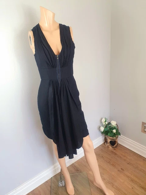 Topshop Boutique BNWT black Linen Zip Up Lagenlook Pencil Dress 10 Punk Goth