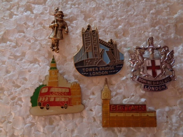 Job lot of 5 London UK  related metal lapel pins