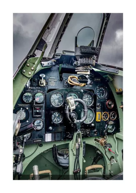 Spitfire Cockpit A4 photograph picture poster with choice of frame