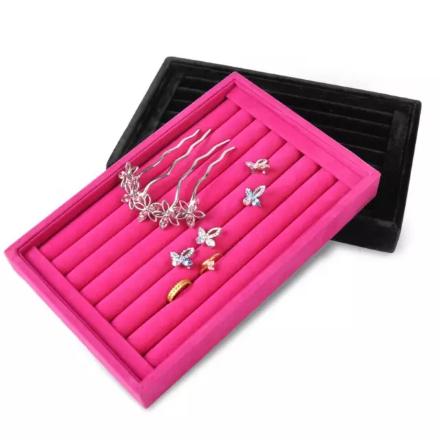 Velvet Ring Tray Jewelry Display Earring Organizer Holder Insert Showcase Box rt