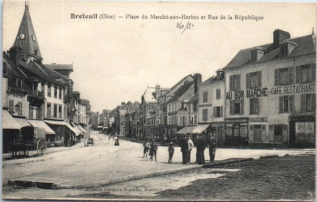 60 BRETEUIL - the place du march aux herbs and rue de la republique