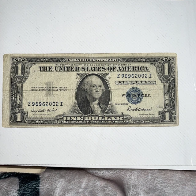 Series 1935F $1 One Dollar Silver Certificate Note Blue Seal