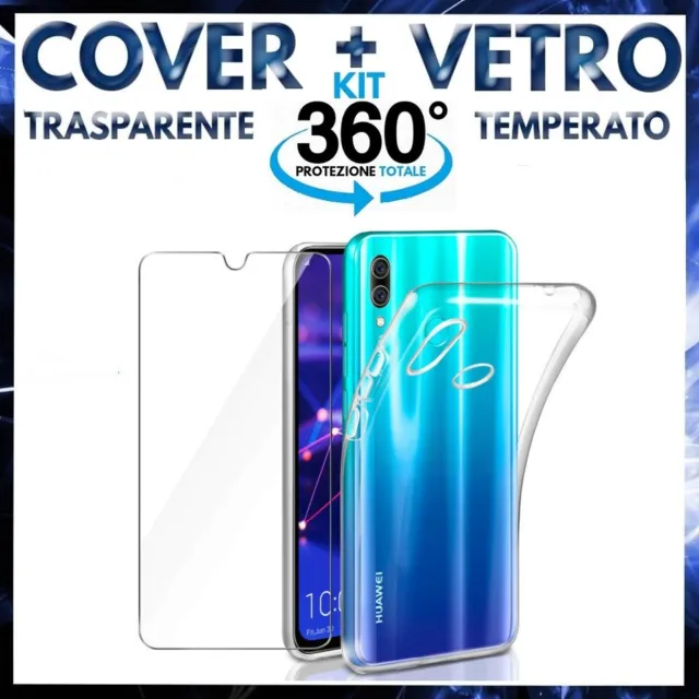 Cover Custodia Silicone Tpu + Pellicola Vetro Temperato Per Huawei P Smart 2019