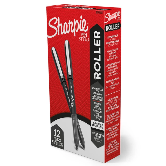 Sharpie Roller Pen, Ultra Fine Point, 0.5 mm, Black, Pack Of 12 Pens Sharpie Roller Pen, Ultra Fine Point, 0.5 mm, Black, Pack Of 12 Pens