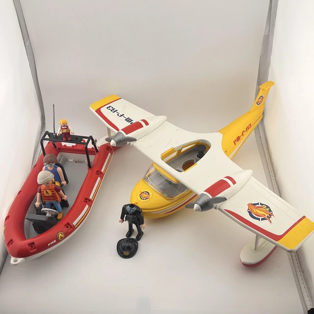 PLAYMOBIL AVIÓN MARÍTIMO Bomberos 5560 y Barco Rescate 9845 De