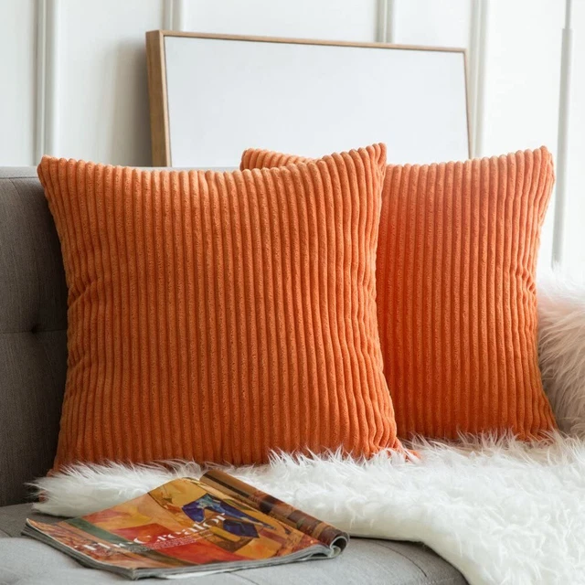 MIULEE Pack of 2 Corduroy Pillow Covers Soft Soild Striped Throw Pillow Covers S