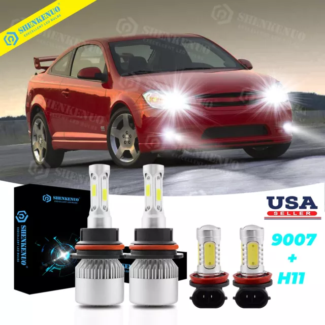 For Chevy Cobalt 2005 2006-2010 LED Headlight High + Low Beam + Fog Light Bulbs