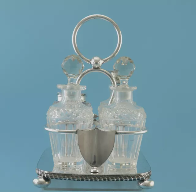 Menage - Kristallglas / versilbert - London um 1900 - Robert Pringle  - #13107